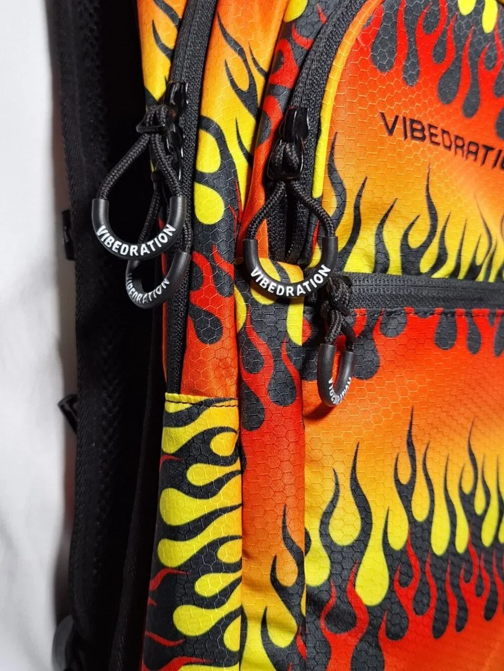 Vibedration Hydration Backpack w/o bladder, Flames pattern, Used
